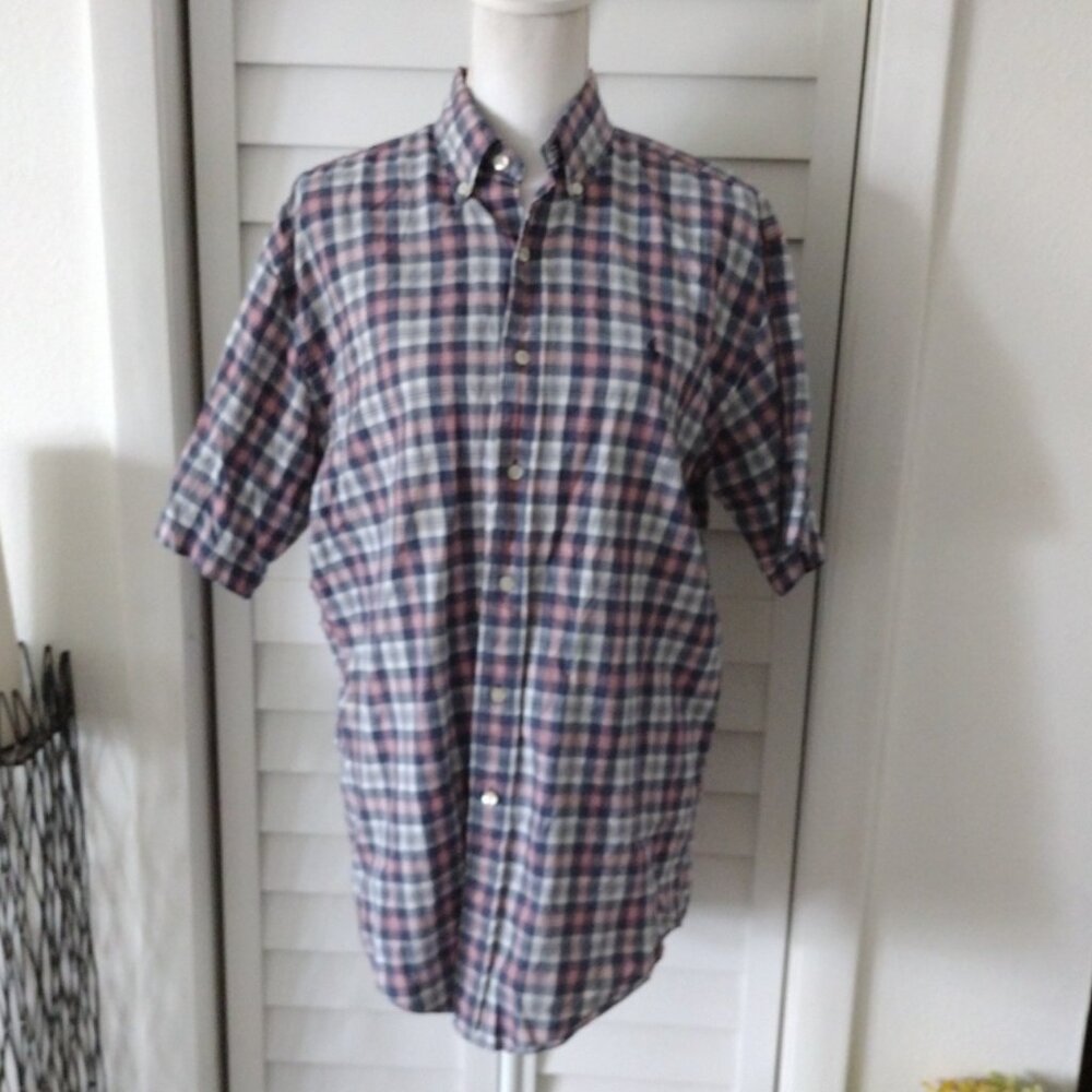 Ralph Lauren Sport men's plaid short sleeve button down collared‎ shirt S
